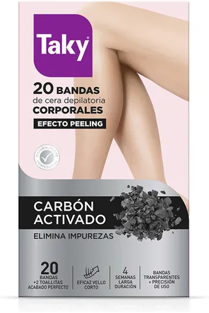 Taky Carbon Activado bandas cera corporales depilatorias. Cera depilatoria