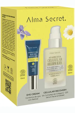 Alma Secret CELLULAR RECOVERY ESTUCHE. Set cosmética facial. Edad: Entre 36 y 50 años, Más de 50 años. Tipo de Piel: Todo Tipo de Pieles. Texturas: Sérum. Green Beauty: Ingredientes naturales, Vegano, ECO, Packaging sostenible, Cruelty Free. Formato: D