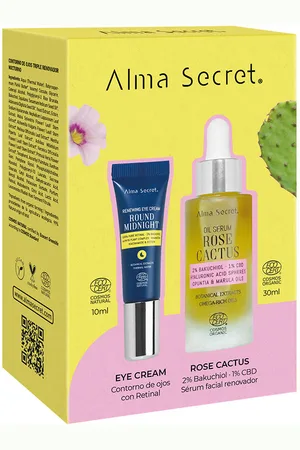 Alma Secret ROSE CACTUS ESTUCHE. Set cosmética facial. Tipo de Piel: Sensible, Todo Tipo de Pieles. Texturas: Aceite. Green Beauty: Ingredientes naturales, ECO, Packaging sostenible, Cruelty Free. Formato: Dosificador. Tendencias: Ácido Hialurónico. In