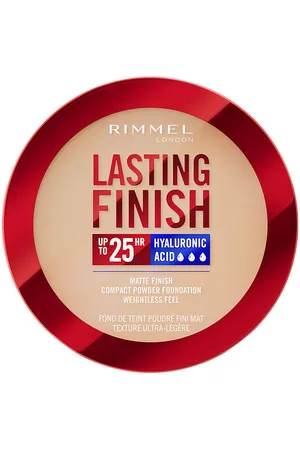 Rimmel London LASTING FINISH matte base en polvo. Polvo compacto. Tendencias: Escualeno, Ácido Hialurónico. Protección SPF: Media SPF 20. Ingredientes: Ácido Hialurónico