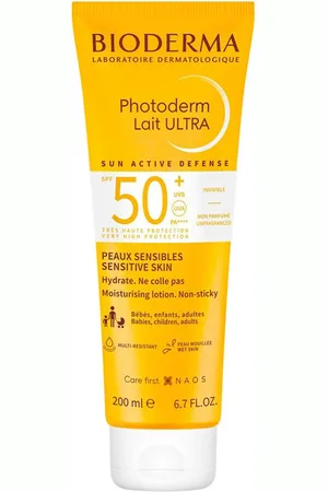 Bioderma PHOTODERM lait ultra leche familiar SPF50+. Protectores solares - Protector solar facial - Protector solar corporal. Tipo de Piel: Todo Tipo de Pieles. Texturas: Leche. Formulación: Hipoalergénico, No Comedogénico, Sin Fragancia. Formato: D