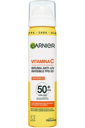 Garnier VITAMINA C bruma anti-uv invisible FPS50+. Protector solar facial. Formato: Spray. Ingredientes: Vitamina C. Tendencias: Vitamina C. Protección SPF: Muy alta SPF 50 +. Green Beauty: Vegano, Cruelty Free