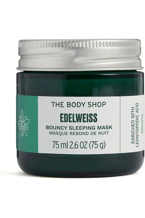 THE BODY SHOP EDELWEISS bouncy sleeping mask. Tratamiento Facial Hidratante. Tipo de Piel: Sensible, Todo Tipo de Pieles. Tratamiento: Noche. Texturas: Crema, Gel. Formulación: No Comedogénico. Green Beauty: Ingredientes naturales, Vegano, Cruelty Free.