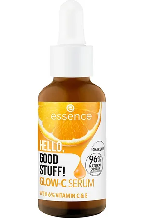 Essence HELLO, GOOD STUFF! sérum iluminador glow-C. Efecto flash. Texturas: Sérum. Formulación: Sin Parabenos. Formato: Dosificador. Tendencias: Vitamina E, Vitamina C. Ingredientes: Vitamina C. Green Beauty: Vegano, Cruelty Free