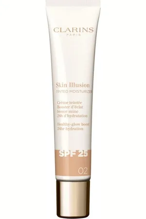 Clarins SKIN ILLUSION TINTED MOISTURIZER tratamiento antiedad con color efecto glow SPF25. Tratamiento Facial Hidratante - Antiarrugas y Antiedad - Efecto flash. Tipo de Piel: Todo Tipo de Pieles. Texturas: Crema. Tendencias: Ácido Hialurónico. Pro