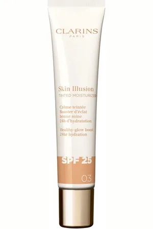 Clarins SKIN ILLUSION TINTED MOISTURIZER tratamiento antiedad con color efecto glow SPF25. Tratamiento Facial Hidratante - Antiarrugas y Antiedad - Efecto flash. Tipo de Piel: Todo Tipo de Pieles. Texturas: Crema. Tendencias: Ácido Hialurónico. Pro