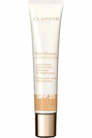 Clarins SKIN ILLUSION TINTED MOISTURIZER tratamiento antiedad con color efecto glow SPF25. Tratamiento Facial Hidratante - Antiarrugas y Antiedad - Efecto flash. Tipo de Piel: Todo Tipo de Pieles. Texturas: Crema. Tendencias: Ácido Hialurónico. Pro