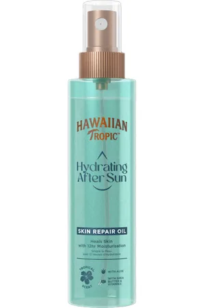 Hawaiian Tropic AFTER SUN HYDRATING skin repair oil. Corporales. Texturas: Aceite. Formato: Spray. Tendencias: Aloe Vera, Jojoba. Ingredientes: Aloe Vera. Green Beauty: Cruelty Free