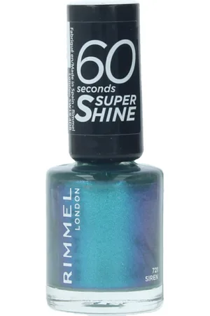 Rimmel London 60 SECONDS super shine. Esmalte de uñas. Color: Azul. Tendencias: Virales de TikTok. Green Beauty: Cruelty Free