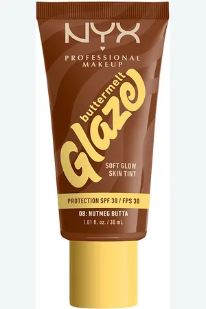 Nyx Professional Make Up BUTTERMELT GLAZE protector solar tint + SPF30. Tratamiento Facial Hidratante - Iluminador. Tendencias: Karité, Niacinamida. Protección SPF: Alta SPF 30. Green Beauty: Vegano, Cruelty Free. Ingredientes: Niacinamida