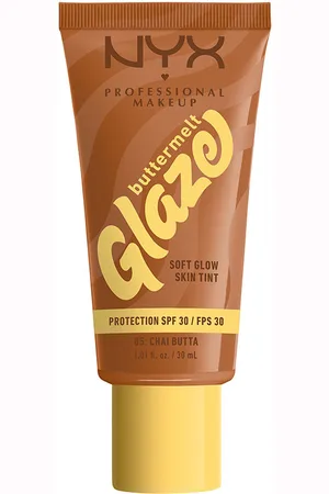 Nyx Professional Make Up BUTTERMELT GLAZE protector solar tint + SPF30. Tratamiento Facial Hidratante - Iluminador. Tendencias: Karité, Niacinamida. Protección SPF: Alta SPF 30. Green Beauty: Vegano, Cruelty Free. Ingredientes: Niacinamida