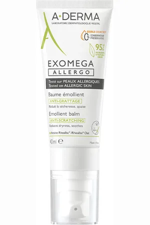 A-derma EXOMEGA ALLERGO bálsamo emoliente. Tratamiento Facial Hidratante. Edad: Entre 18 y 25 años, Entre 26 y 35 años, Entre 36 y 50 años, Más de 50 años, Menos de 18 años. Tipo de Piel: Seca, Sensible, Atópica. Tratamiento: Día. Texturas: Crema.