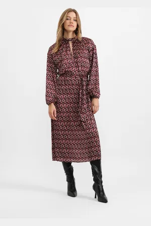 Please Vestido midi con estampado geométrico y nudo en la espalda