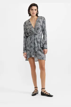 Please Vestido corto con escote en v y mangas largas