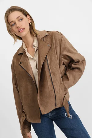 Please Chaqueta de piel sintética con cremallera asimétrica