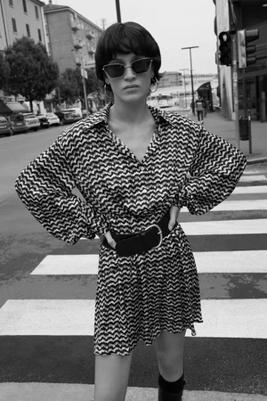 Please Vestido camisero corto con estampado