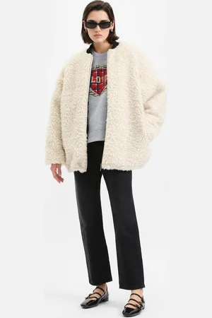 Please Chaqueta oversize con cremallera y cuello contrastado
