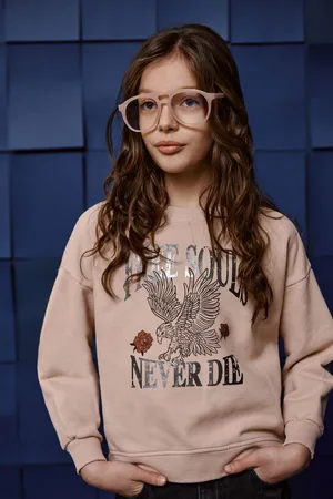 Please Sudadera de niña de algodón con estampado