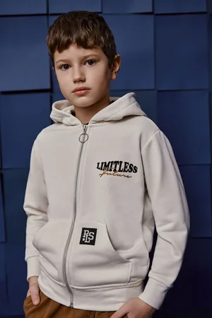 Please Sudadera de niño con capucha y cremallera