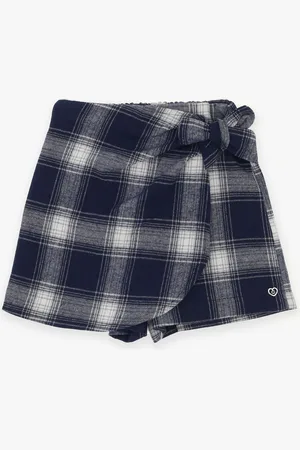 Please Shorts cruzados de niña con estampado de cuadros
