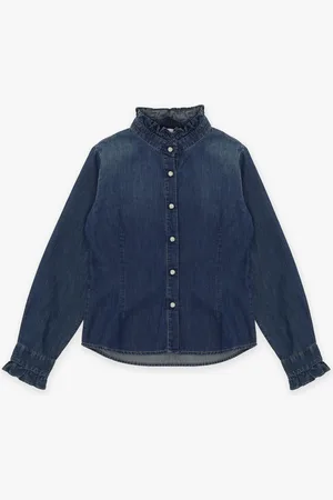 Please Camisa de niña de algodón con volantes