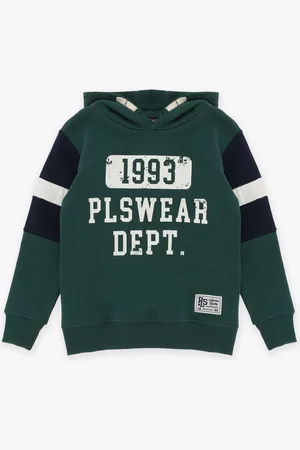 Please Sudadera de niño de algodón con capucha y estampado