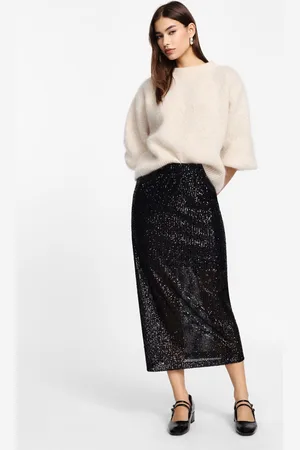 Please Falda larga con lentejuelas brillantes