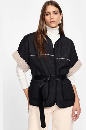Please Chaqueta sin mangas con forro efecto borreguito y cinturón