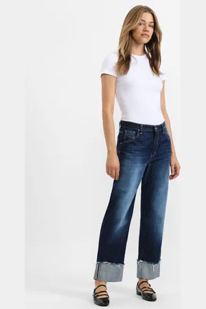 Please Jeans de pierna ancha con doblez