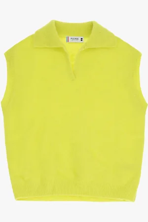 Please Suéter sin mangas con cuello polo