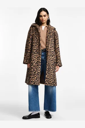 Please Abrigo con estampado animal y botones simples
