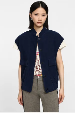 Please Chaqueta sin mangas con botones a presión y bolsillos.