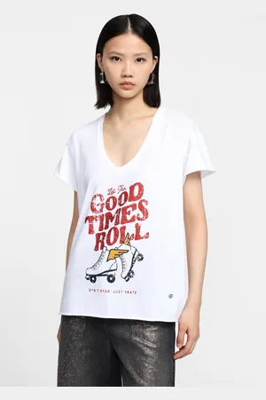 Please Camiseta estampada cuello en v