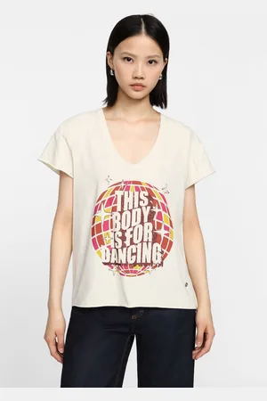Please Camiseta con estampado y cuello en v
