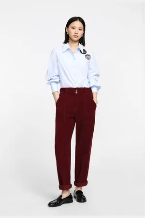 Please Pantalones chino con cintura alta de pana
