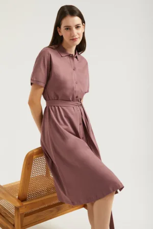 Vestido midi algodón - Mujer