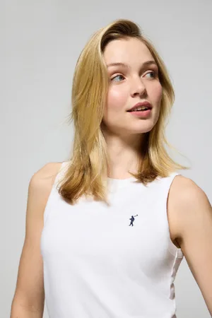 Polo Club® Camiseta Básica Blanca Sin Mangas Y Cuello Redondo Con Logo Bordado Rigby Go