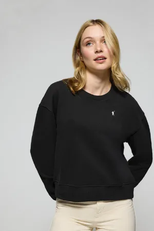 Polo Club® Sudadera De Cuello Redondo Negra Con Logo Bordado Rigby Go