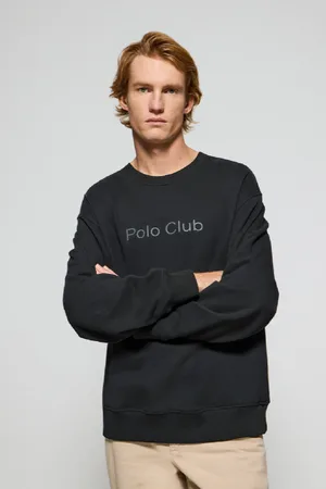 Polo Club® Sudadera Negra De Cuello Redondo Con Logotipo