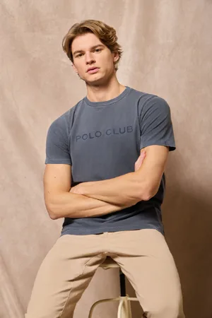 Polo Club® Camiseta Apolo Garment Dyed Con Logo Aterciopelado