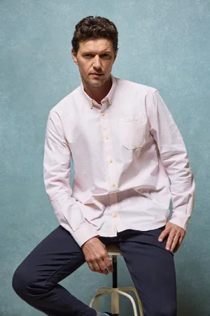 Polo Club® Camisa De Rayas De Color Anaranjado Oxford Y Bordado