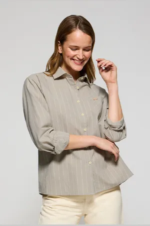 Polo Club® Camisa Scarlet A Rayas Loose Fit Con Botón Nacarado