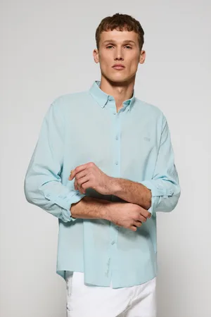 Polo Club® Camisa Color De Lino Y Algodón Regular Fit Con Logo Bordado