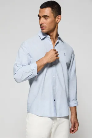 Polo Club® Camisa Azul Claro Pharrel De Rayas Con Logo Rigby Go Bordado