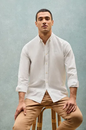 Polo Club® Camisa Lisa Oxford Blanca Con Logo Bordado