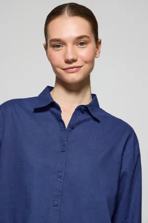 Polo Club® Camisa Loose Fit De Lino Y Algodón Con Monograma Bordado