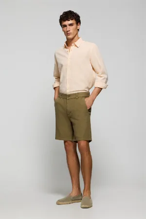Polo Club® Pantalón Corto Bali De Lino Y Algodón Color Verde Con Detalles Bordados