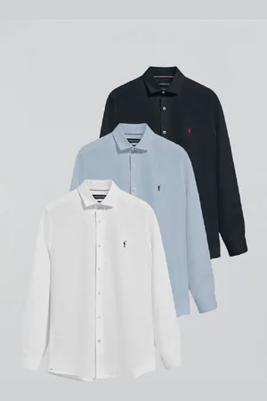 Polo Club® Pack De Tres Camisas Slim En Azul Marino, Blanca Y Azul Celeste Con Logo Rigby Go
