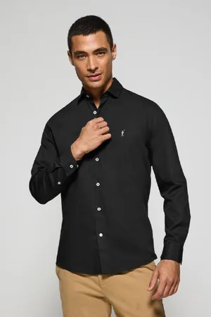 Polo Club® Camisa Slim De Popelín Negra Con Logo Bordado Rigby Go