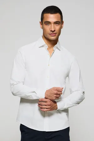 Polo Club® Camisa Slim De Popelín Blanca Con Monograma Bordado